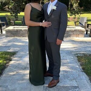 Revelry Deep Green Satin Dress